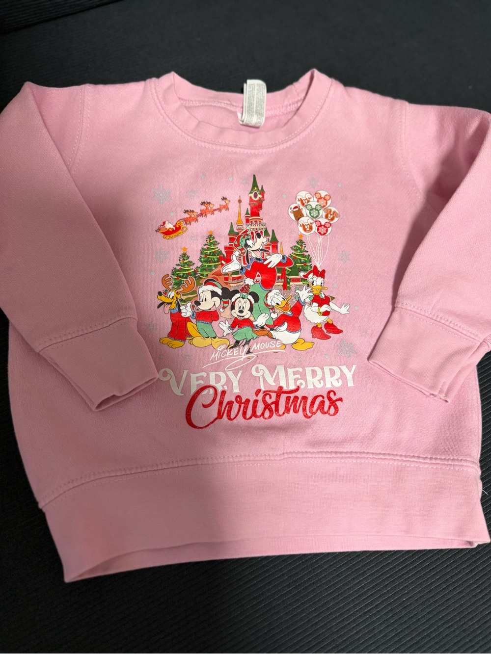 Disney Kids Pink 'Very Merry Christmas' Sweatshirt - Mickey & Friends 2T